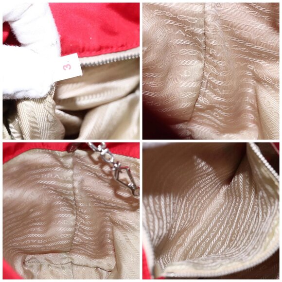 PRADA Tote Bag Nylon Red Silver Auth 138844 - Picture 15 of 16